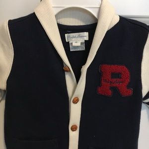 Ralph Lauren Baby Boy Shawl Collar Footed Coverall